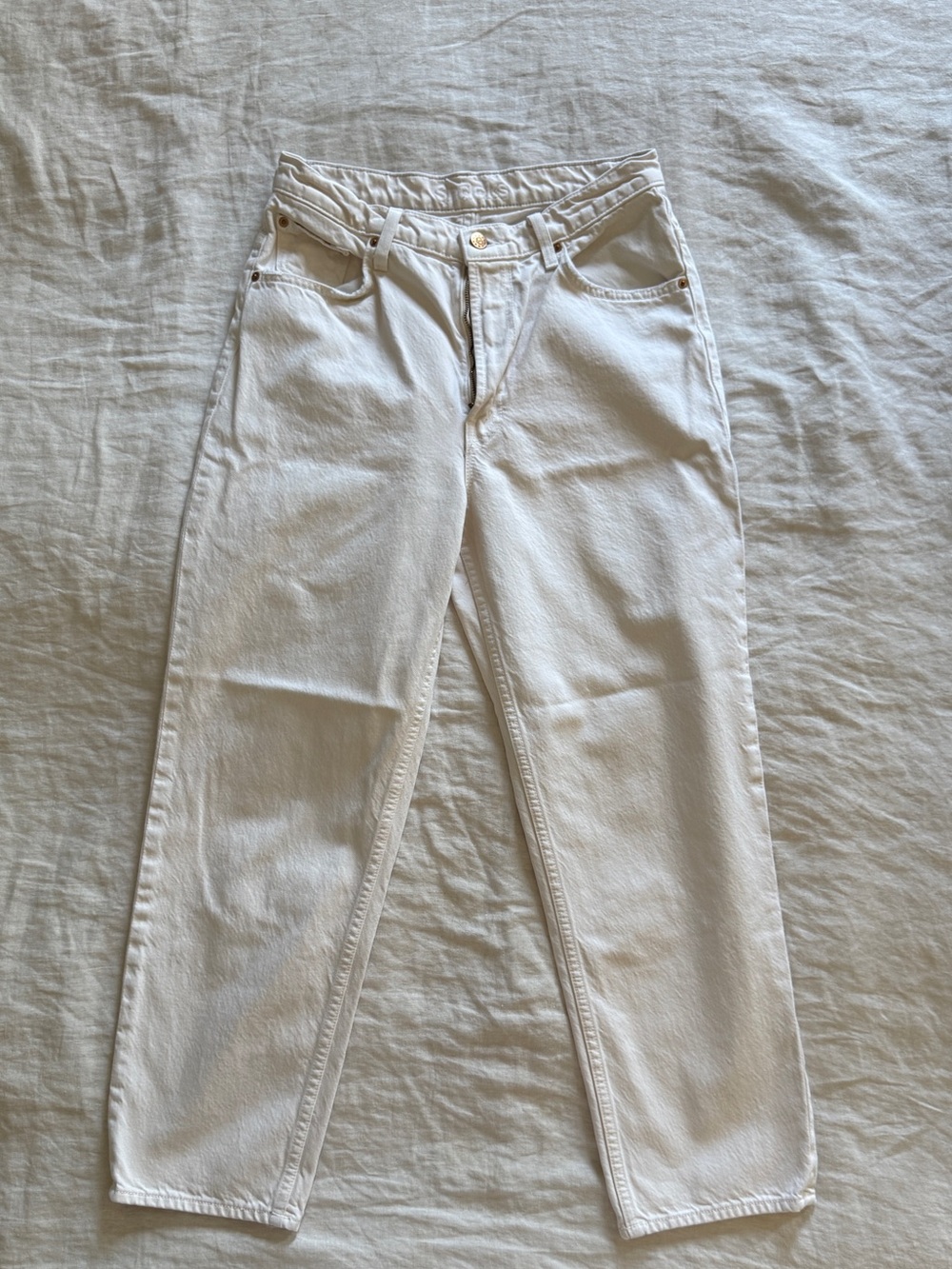 Mother Snacks High Rise Double Stack Ankle Jeans